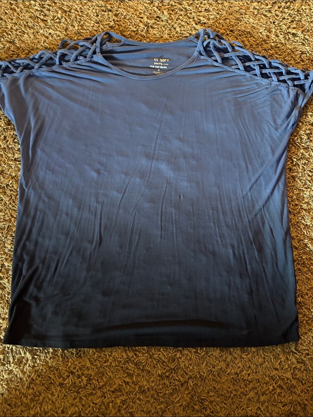Torrid Blue Ombre Macrame Cage Sleeve Top - Super Soft Knit Plus Size 2 / 2X